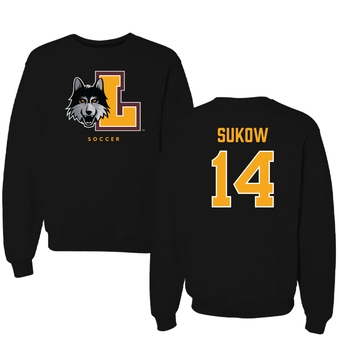 Loyola University-Chicago Soccer Black Mascot Crewneck - #14 Jason Sukow