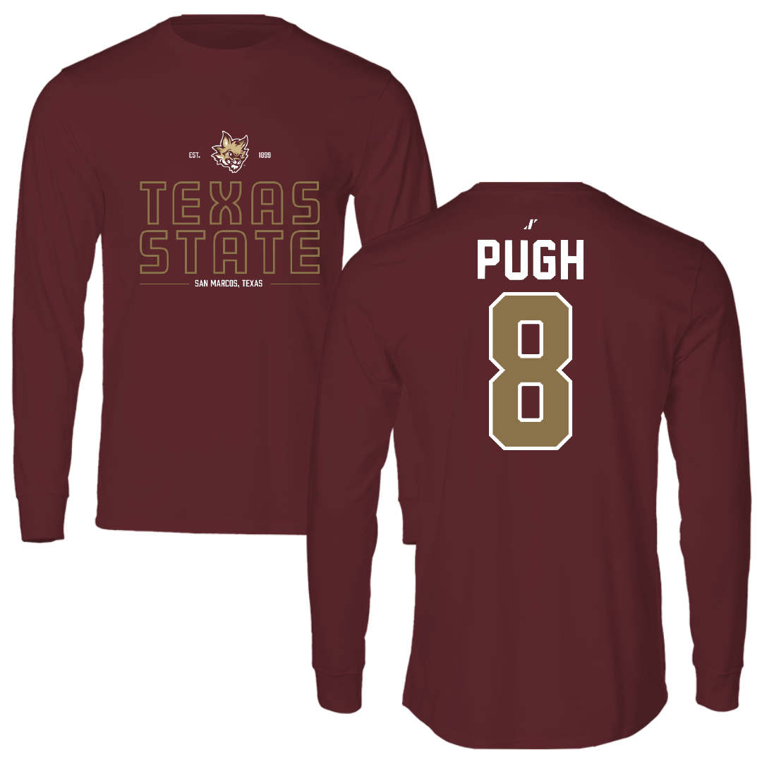 Texas State University Baseball Maroon General Long Sleeve - #8 Samson Pugh