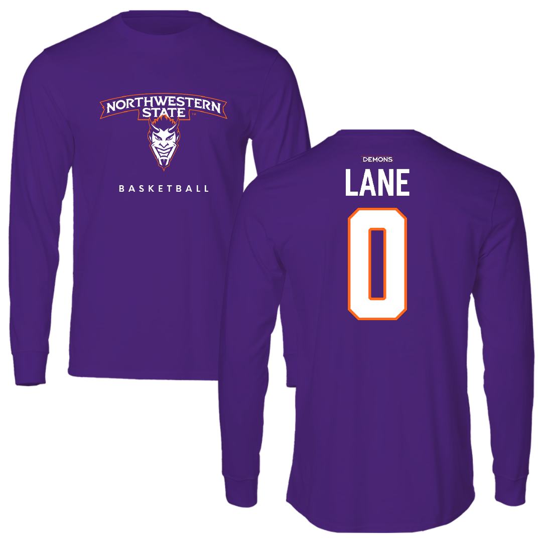 Northwestern State University Basketball Purple Long Sleeve - #0 Jimel Lane