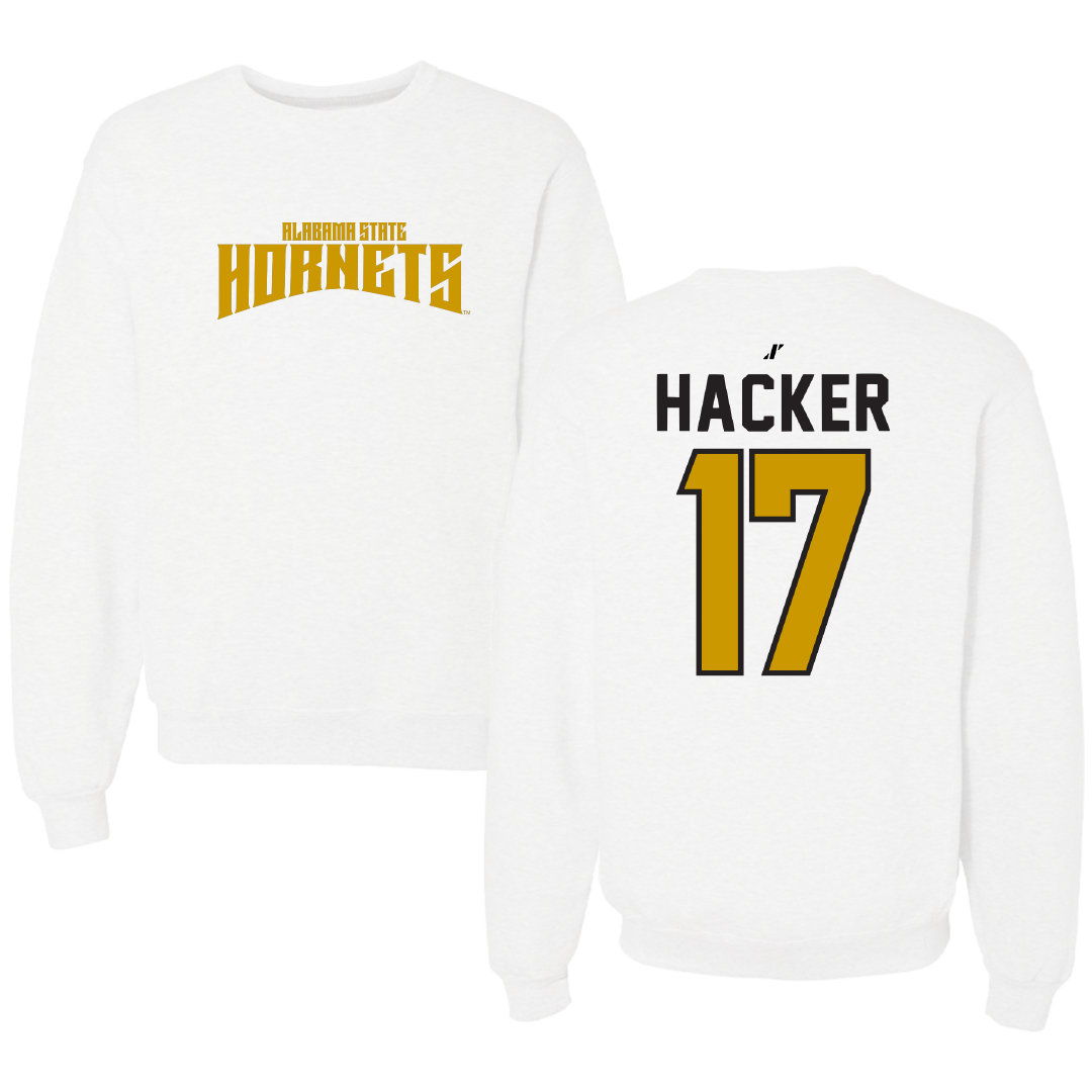 Alabama State University Soccer White Classic Crewneck - #17 McKinley Hacker