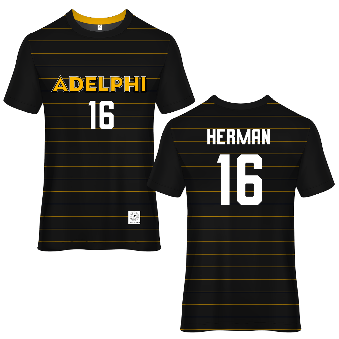 Adelphi University Black Soccer Jersey - #16 Ryan Herman
