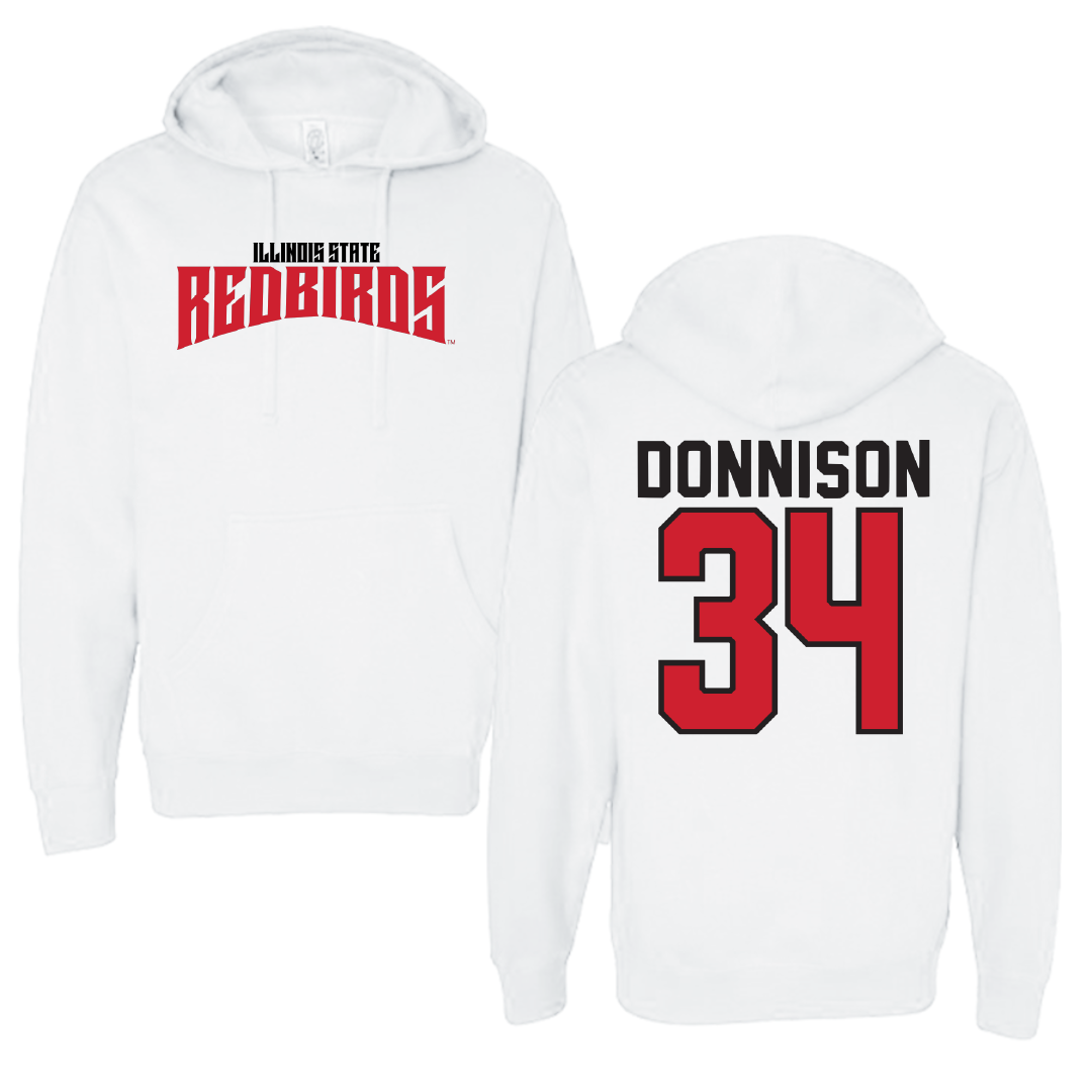 Illinois State University Baseball White Classic Hoodie - #34 Matthew Donnison