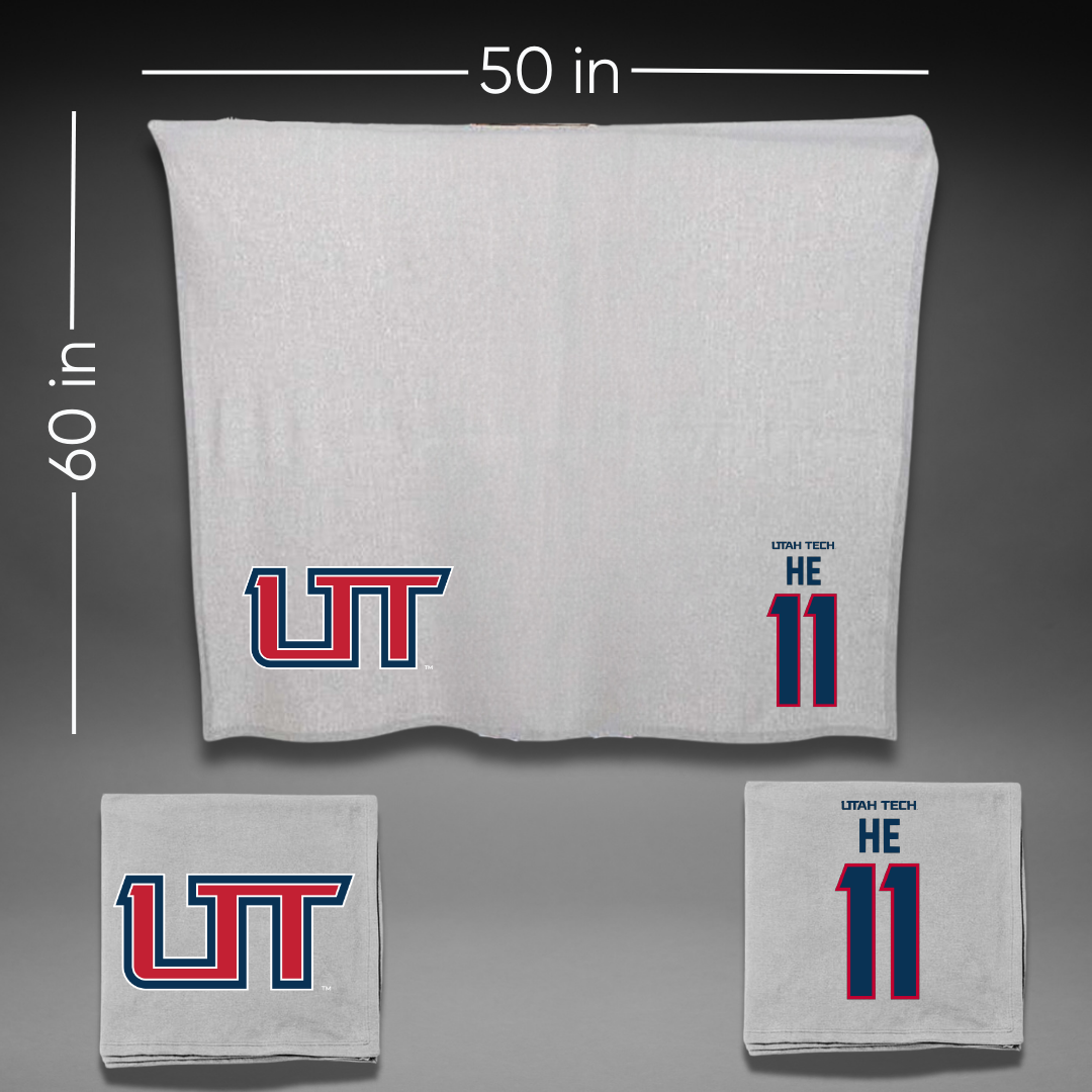 Utah Tech University Baseball Gray Blanket - #11 Ethan He