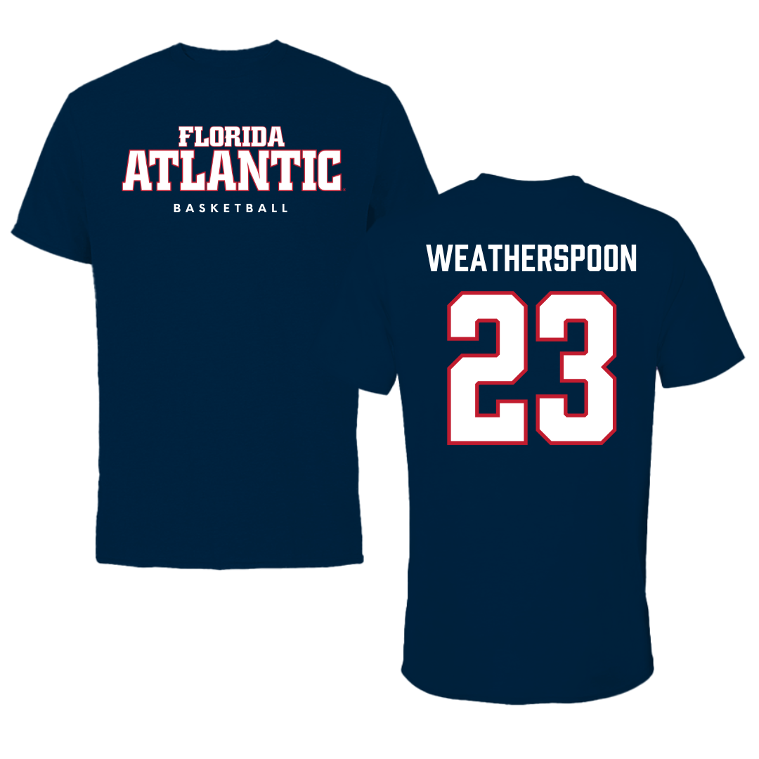 Florida Atlantic University Basketball Navy Block Tee - #23 Brandon Weatherspoon