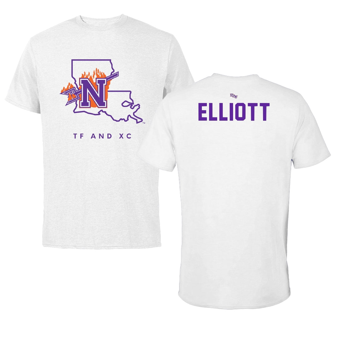 Northwestern State University TF and XC White Performance Tee - Kaden Elliott