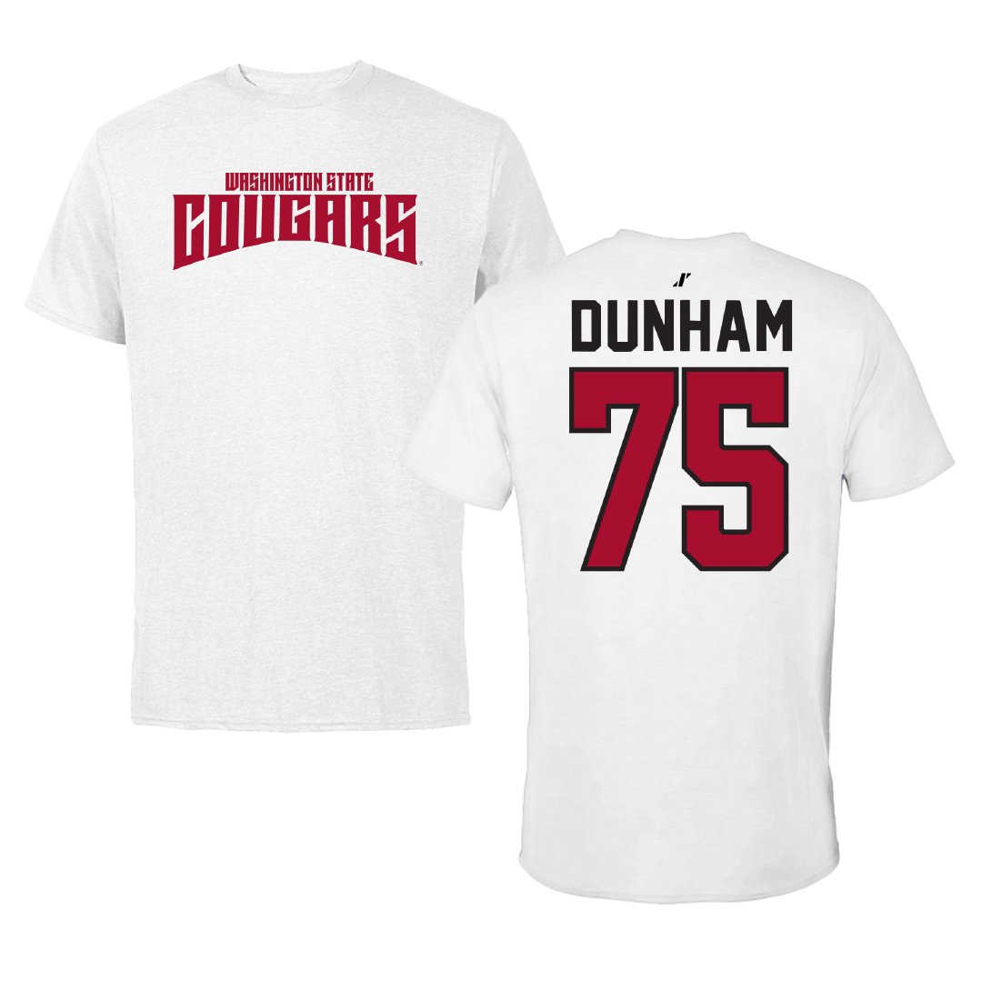 Washington State University Football White Classic Performance Tee - #75 Noah Dunham