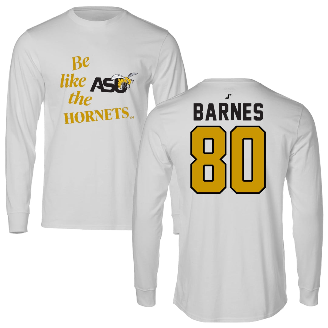Alabama State University Football Light Gray Be Like Us Performance Long Sleeve - #80 Khayman Barnes