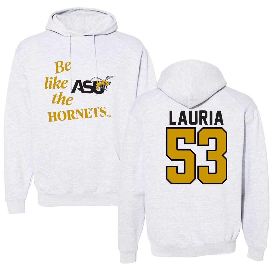 Alabama State University Football Light Gray Be Like Us Hoodie - #53 Thomas Lauria