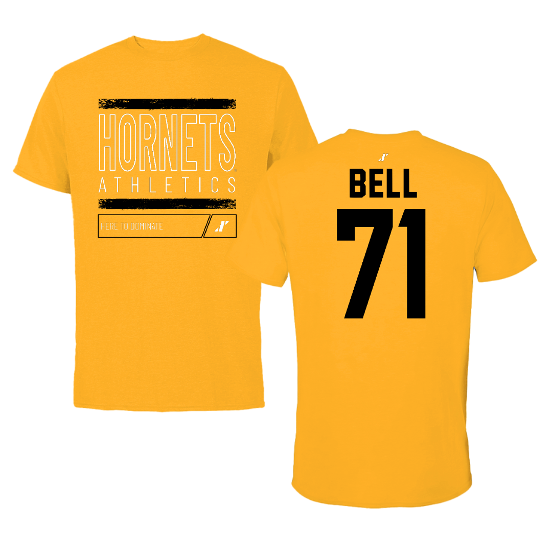 Alabama State University Football Gold Dominate Tee - #71 Kriston Bell