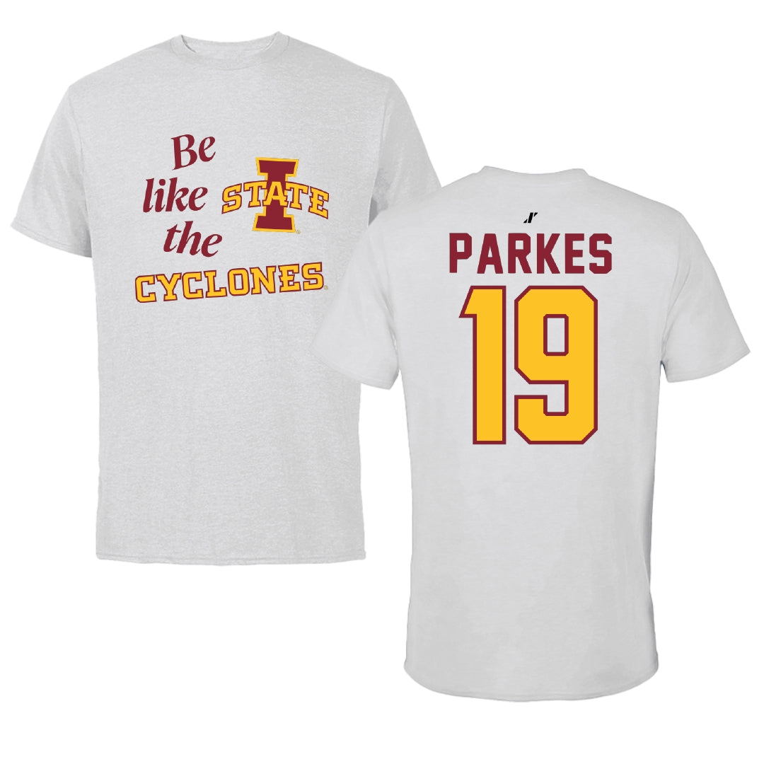 Iowa State University Football Light Gray Be Like Us Performance Tee - #19 Michael Parkes