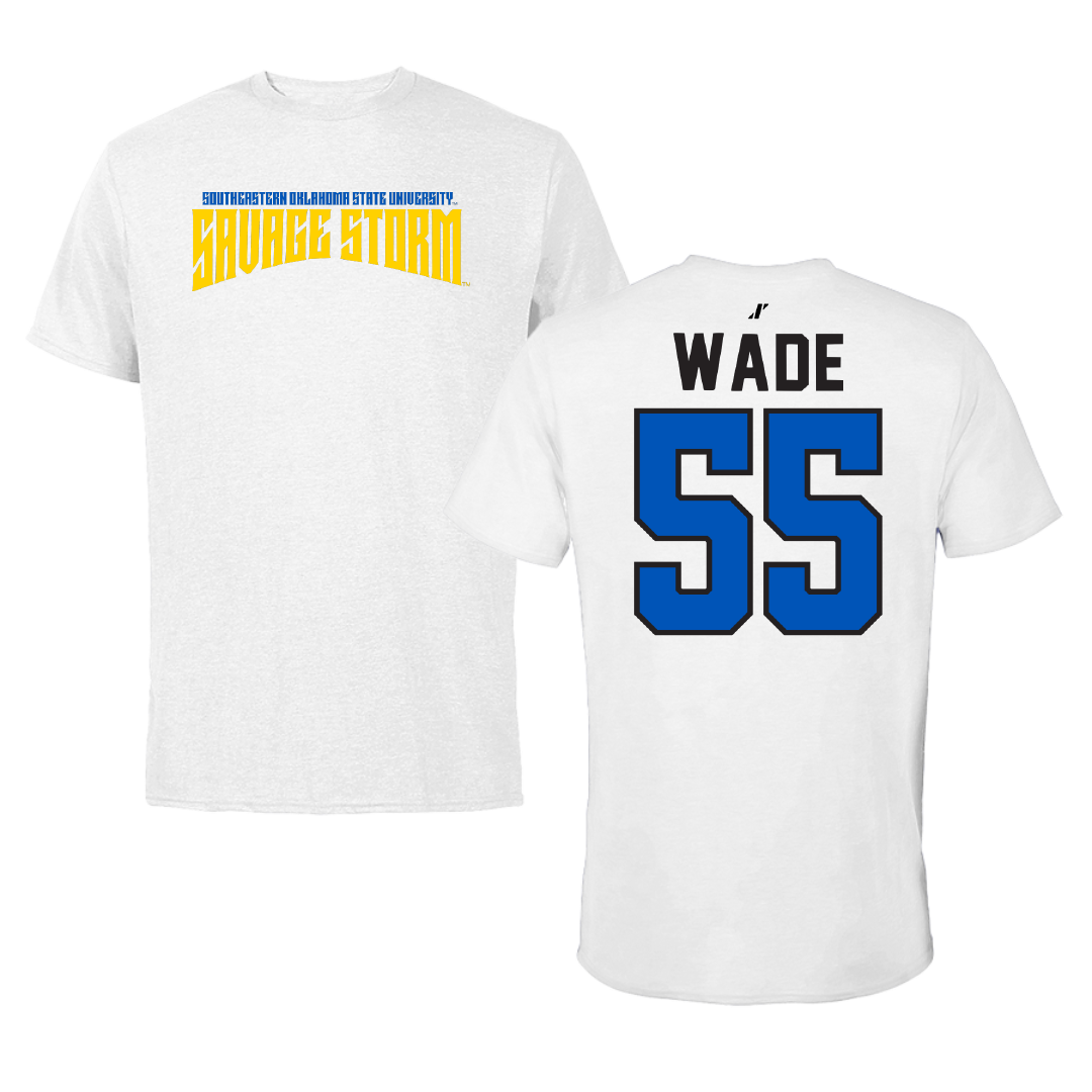 Southeastern Oklahoma State University Football White Classic Performance Tee - #55 Reagan Wade