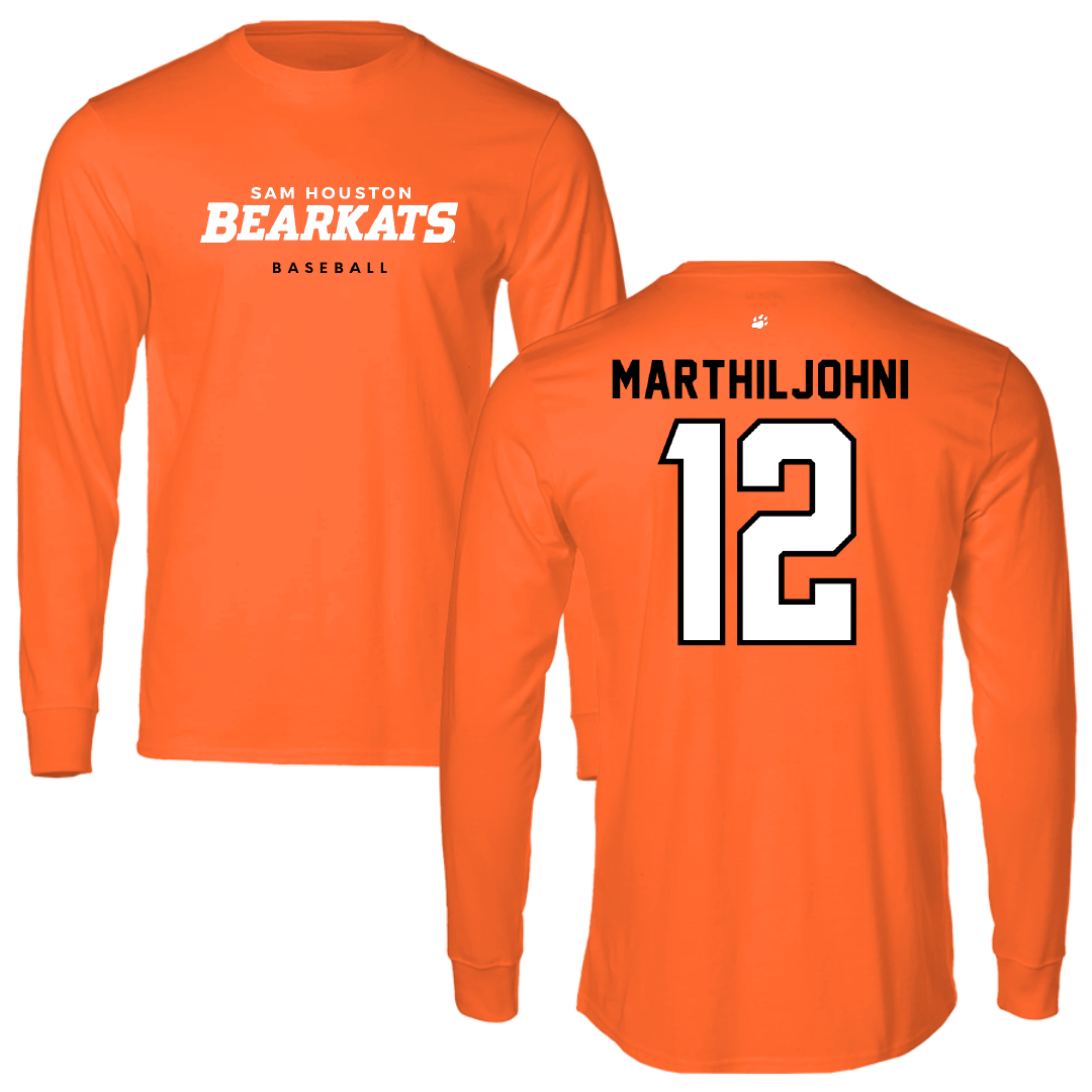 Sam Houston State University Baseball Orange Performance Long Sleeve - #12 Ty Marthiljohni