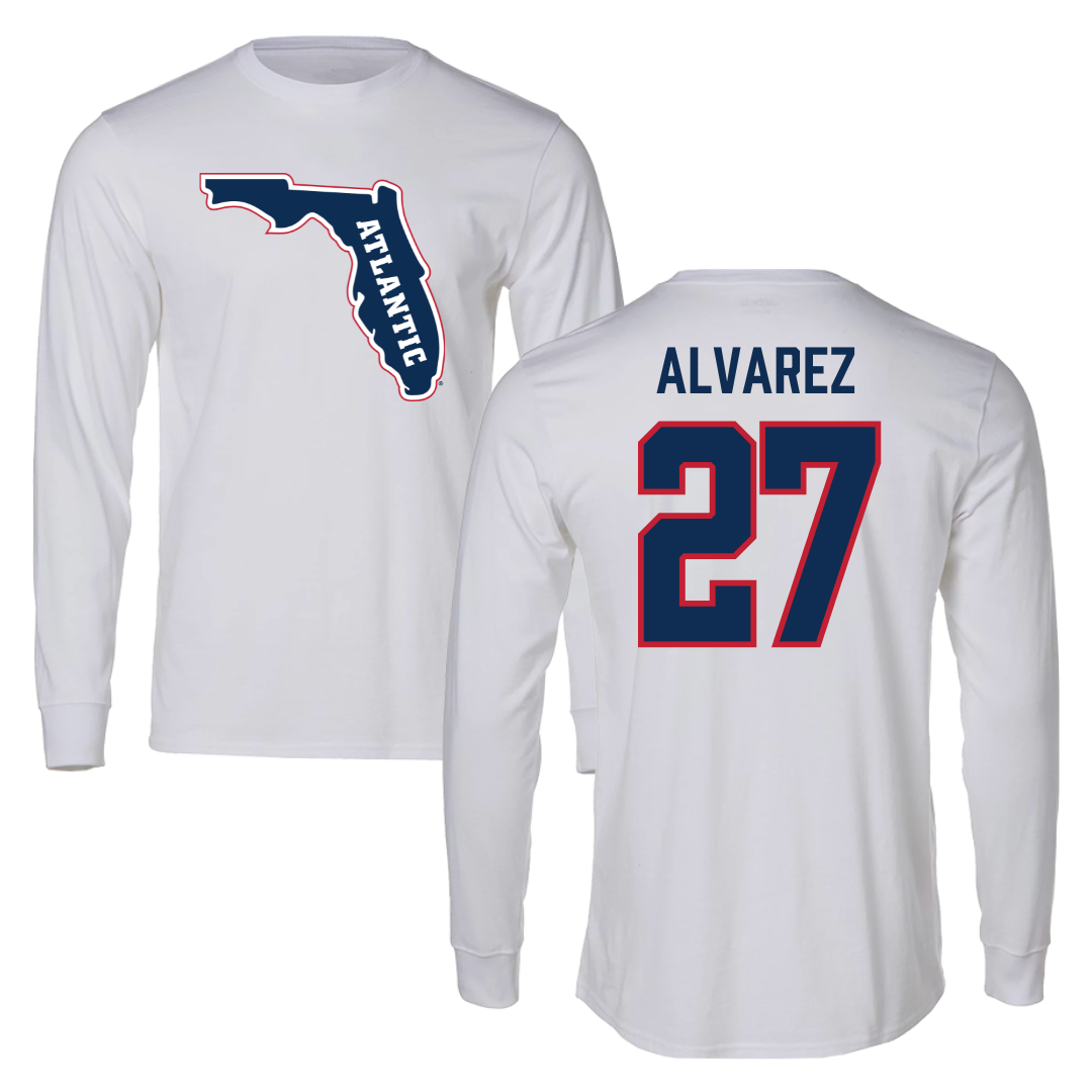 Florida Atlantic University Baseball White Long Sleeve - #27 David Alvarez