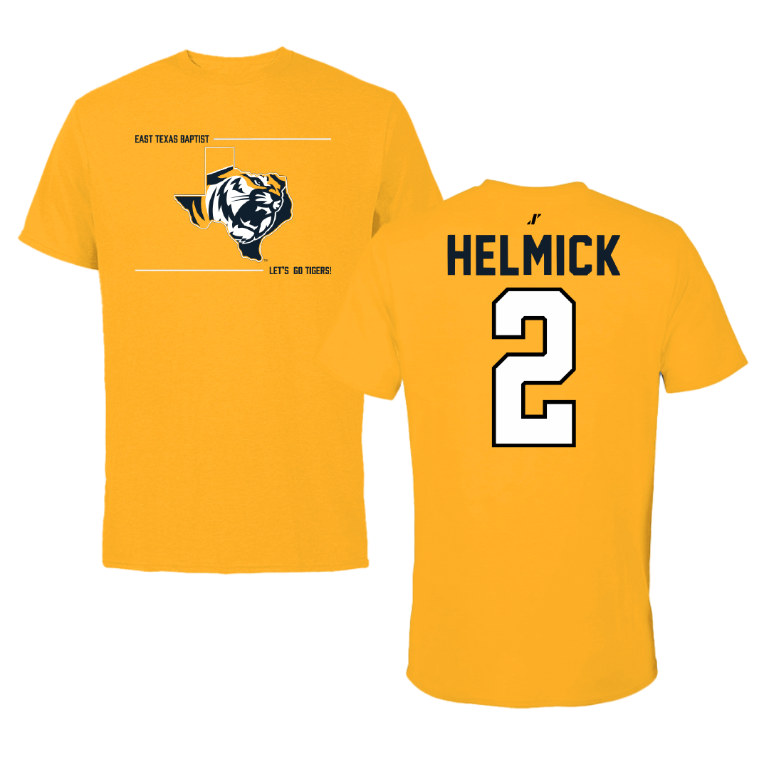 East Texas Baptist University Ice Hockey Gold General Performance Tee - #2 Corder Helmick