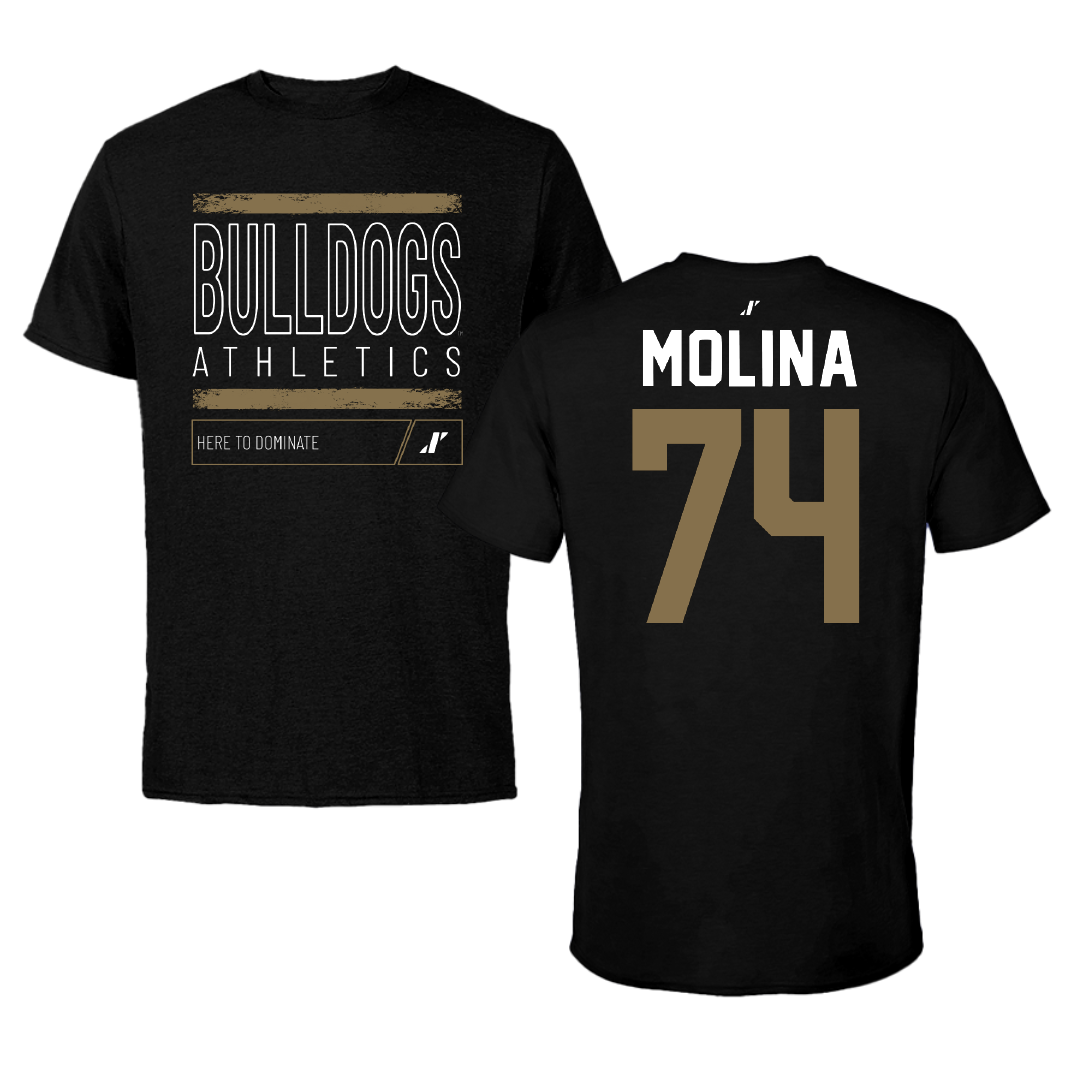 Bryant University Football Black Dominate Tee - #74 Nick Molina