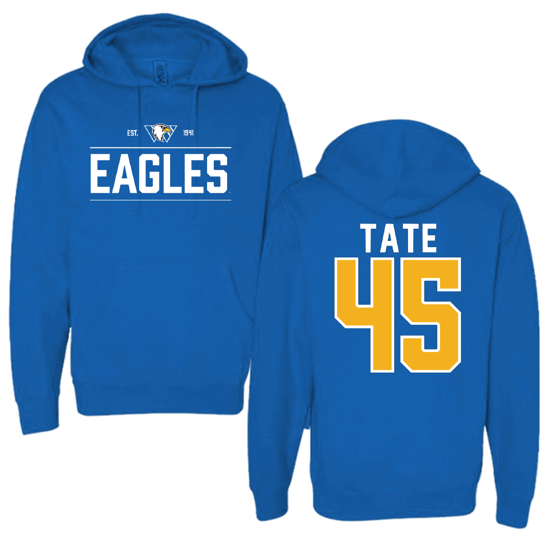 Williams Baptist University Baseball Blue General Hoodie - #45 Robbie Tate