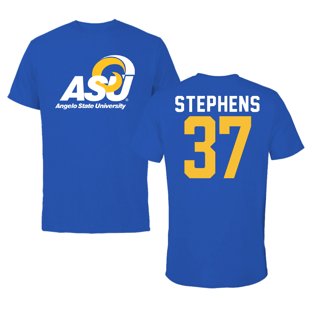Angelo State University Baseball Blue Tee - #37 Jude Stephens