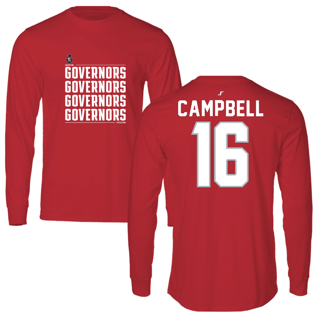 Austin Peay State University Softball Red General Long Sleeve - #16 Kylie Campbell