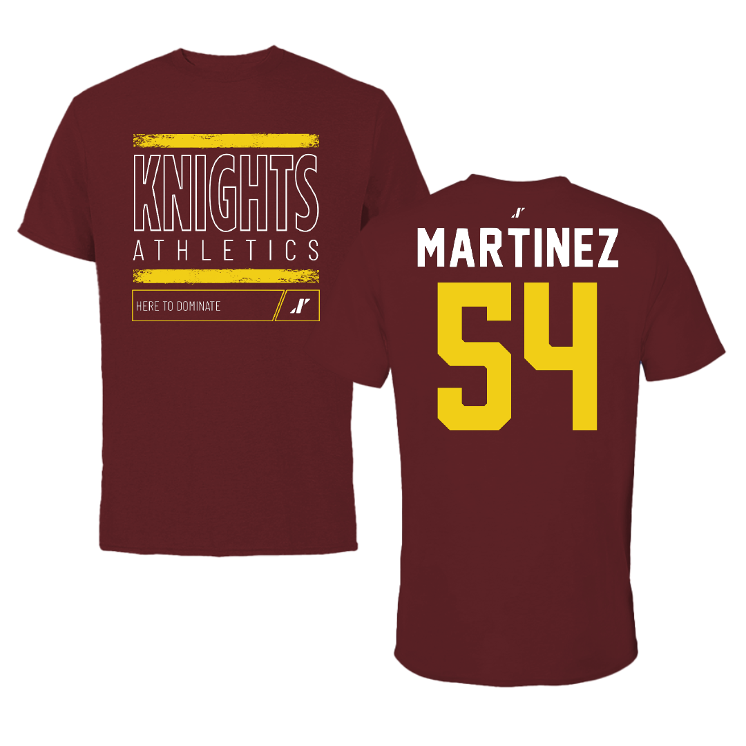 Calvin University Football Maroon Dominate Performance Tee - #54 Morgan Martinez