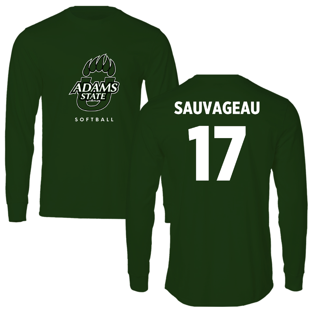 Adams State University Softball Forest Green Long Sleeve - #17 Emily Sauvageau
