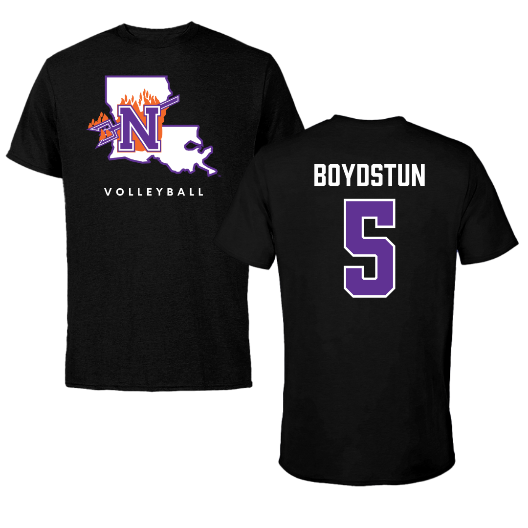 Northwestern State University Volleyball Black Block Tee - #5 Piper Boydstun