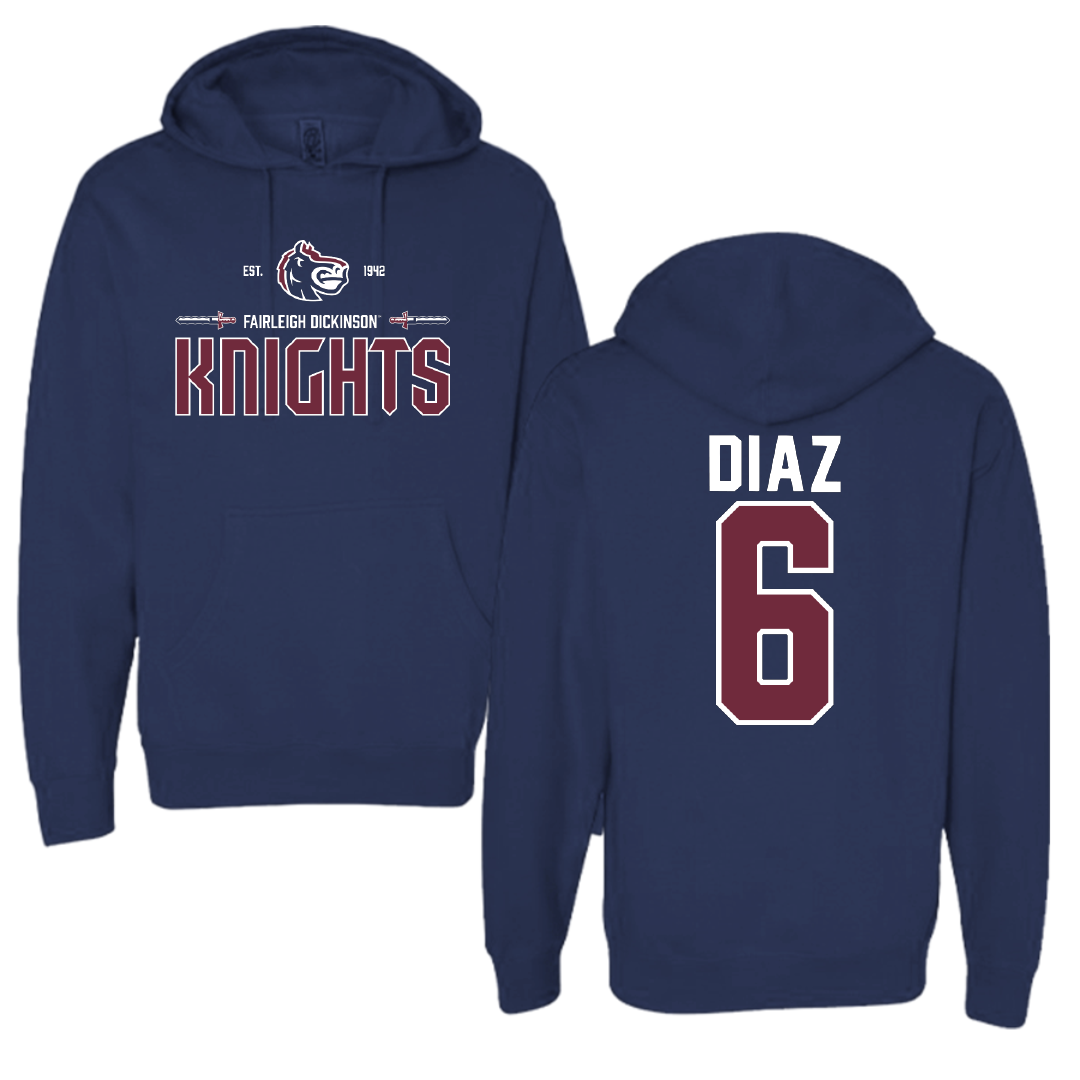 Fairleigh Dickinson University-Metropolitan Campus Volleyball Navy General Hoodie - #6 Diego Diaz