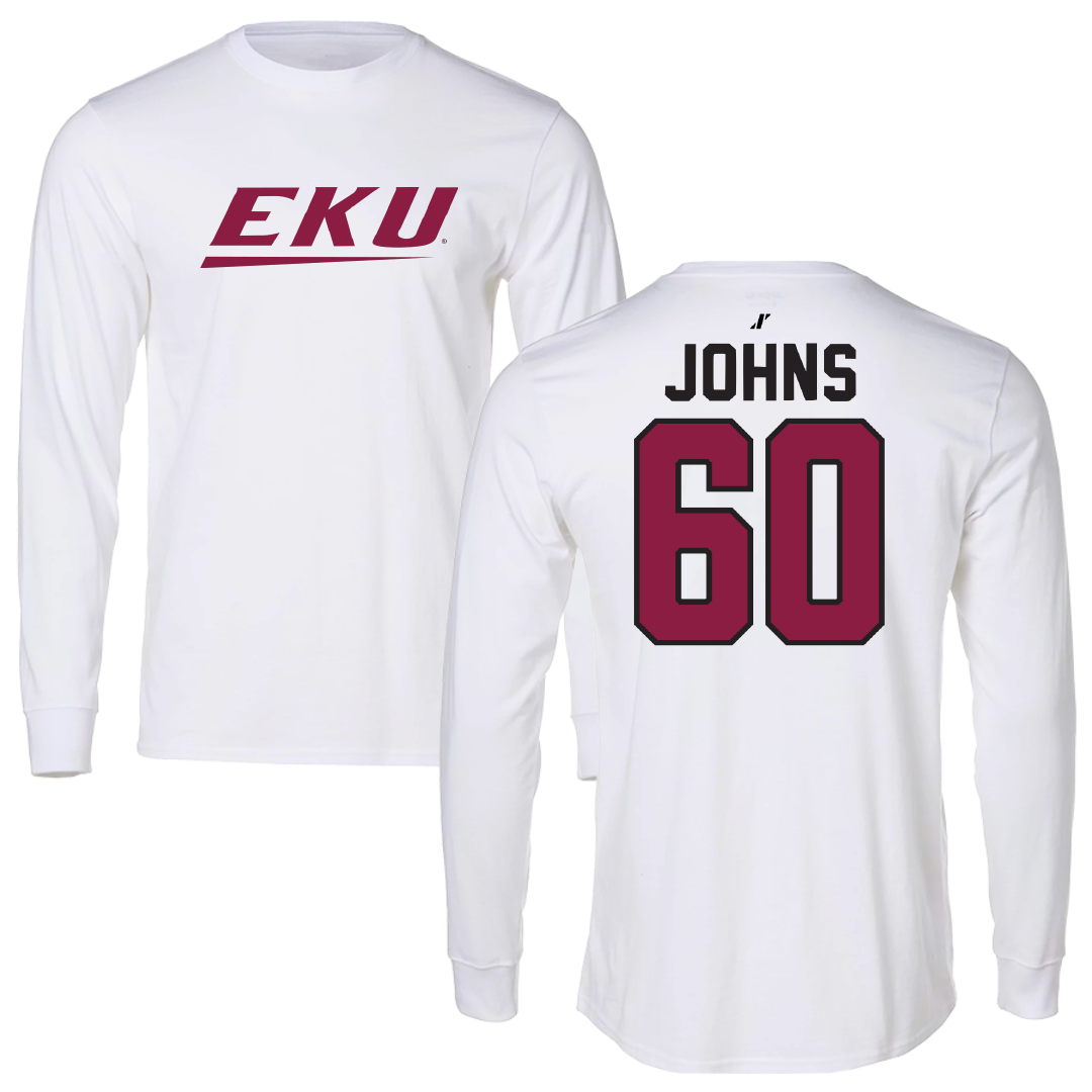 Eastern Kentucky University Football White Performance Long Sleeve - #60 Anthony Johns