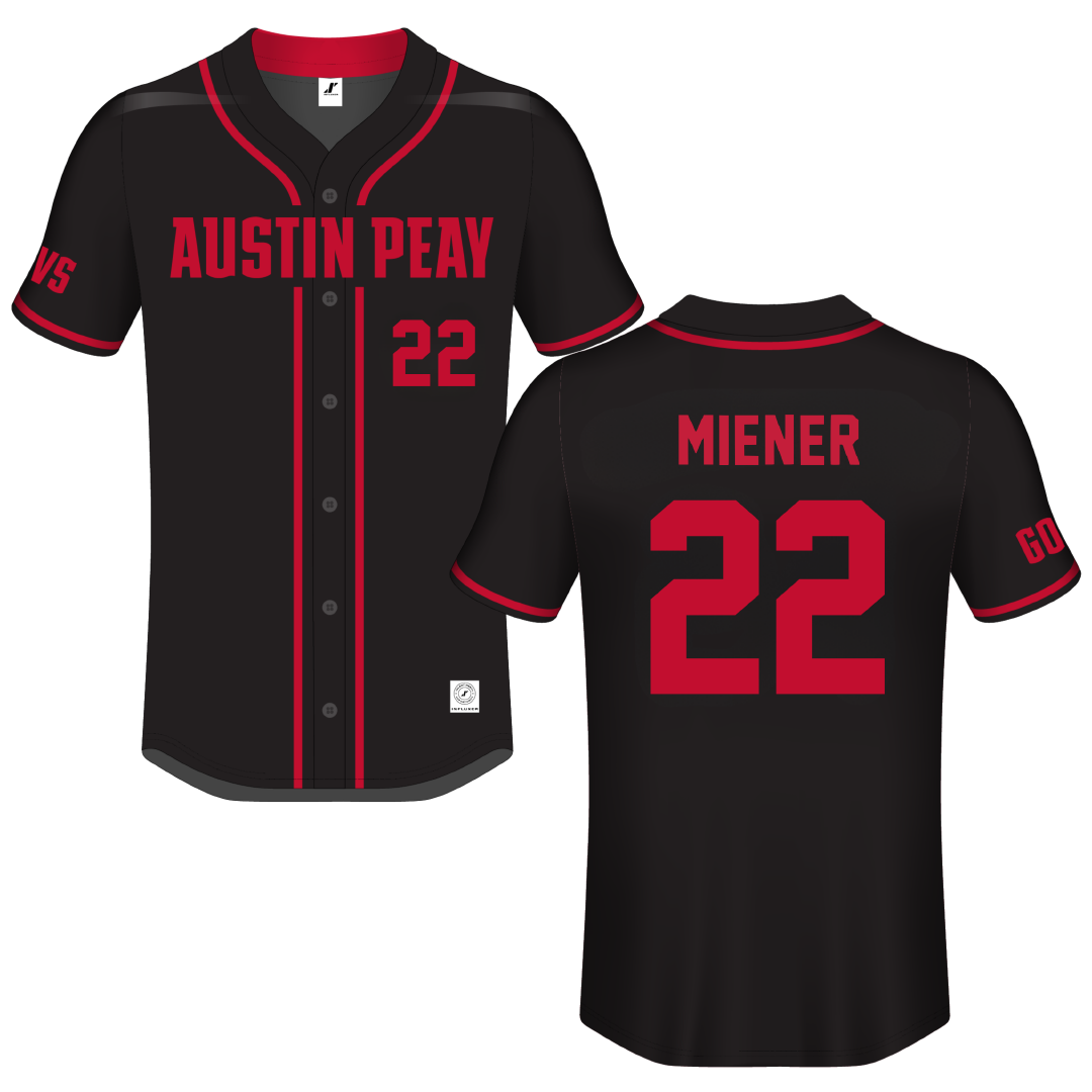 Austin Peay State University Black Button-Down Jersey - #22 Samantha Miener