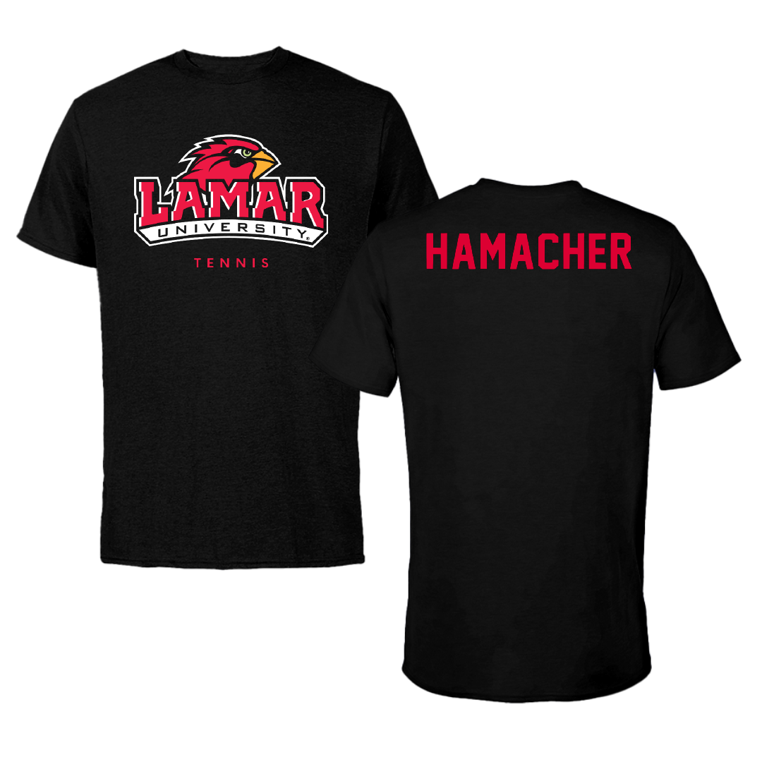 Lamar University Tennis Black Performance Tee - Lukas Hamacher