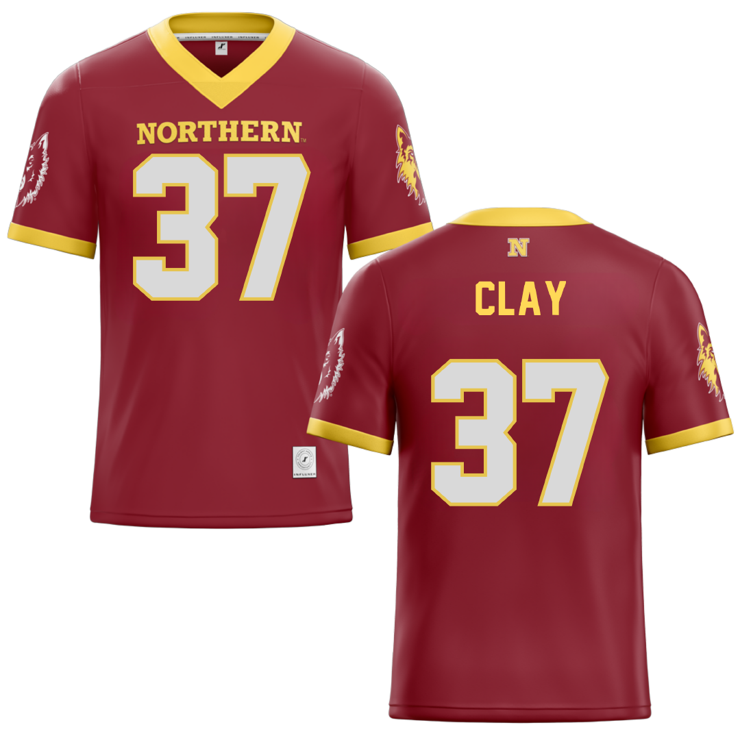 Northern State University Maroon Football Jersey - #37 Blake Clay