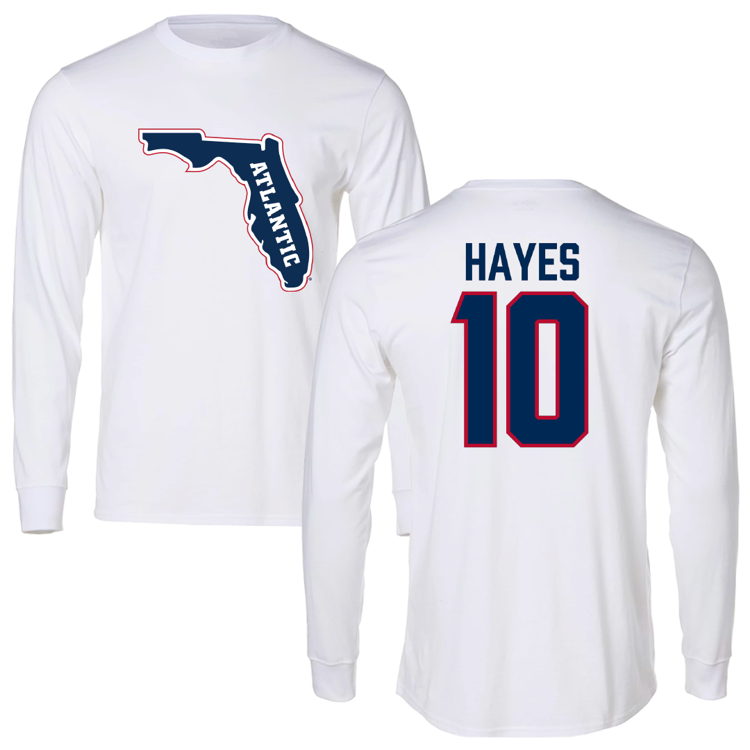 Florida Atlantic University Football White Performance Long Sleeve - #10 Omari Hayes