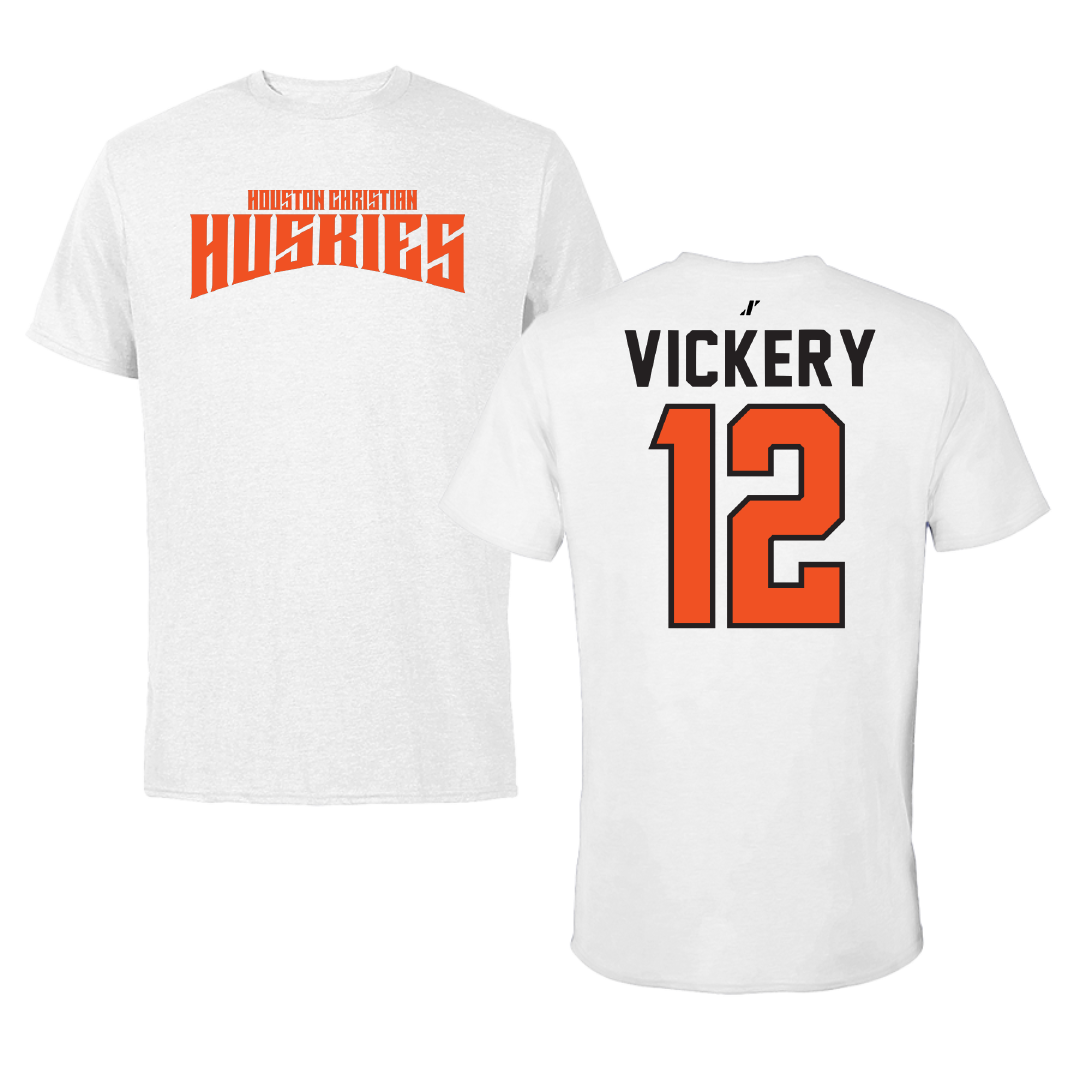 Houston Christian University Beach Volleyball White Classic Performance Tee - #12 Lauren Vickery