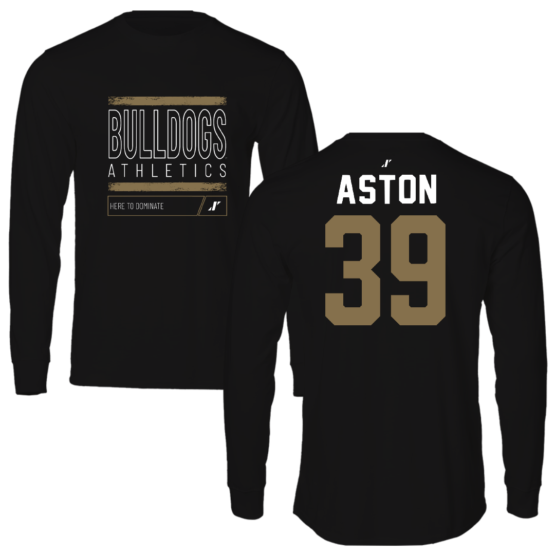 Bryant University Football Black Dominate Performance Long Sleeve - #39 Chase Aston