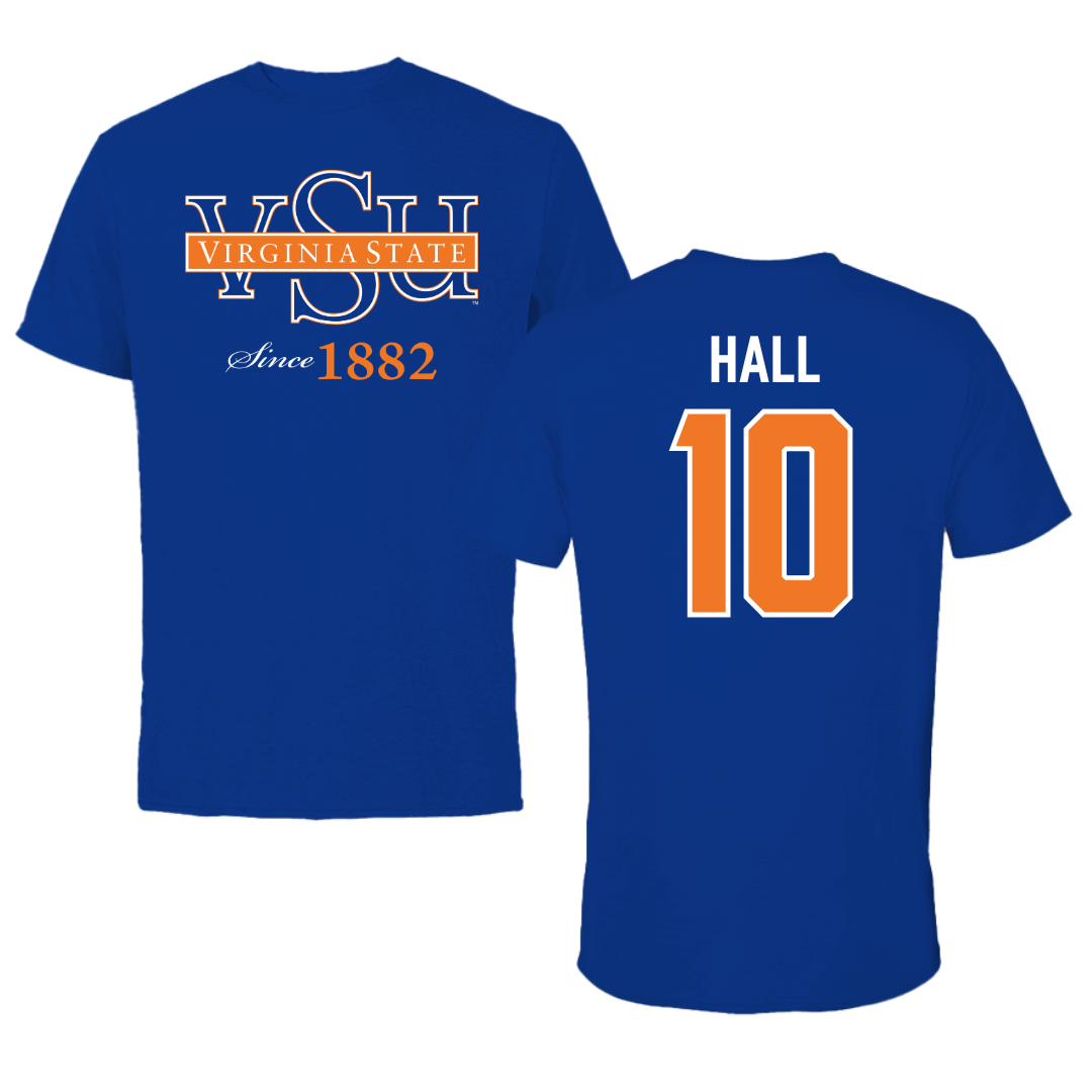 Virginia State University Softball Blue Performance Tee - #10 Nia Hall
