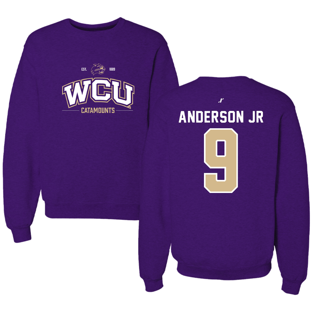 Western Carolina University Football Purple General Crewneck - #9 Darian Anderson Jr