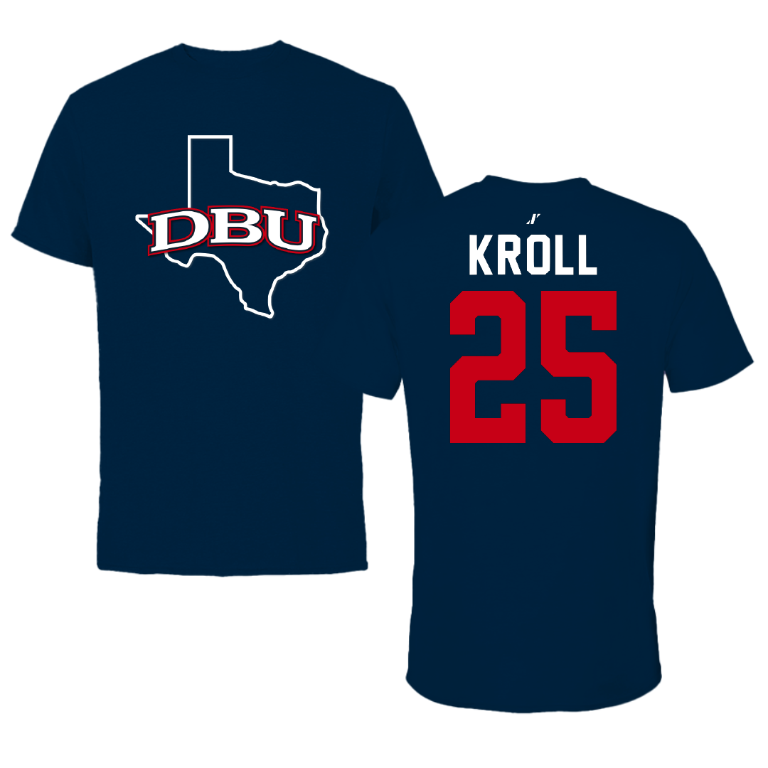 Dallas Baptist University Basketball Navy State Performance Tee - #25 Graham Kroll