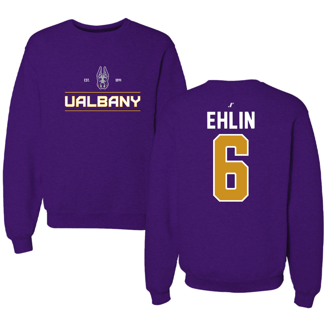 University at Albany Soccer Purple General Crewneck - #6 Elias Ehlin