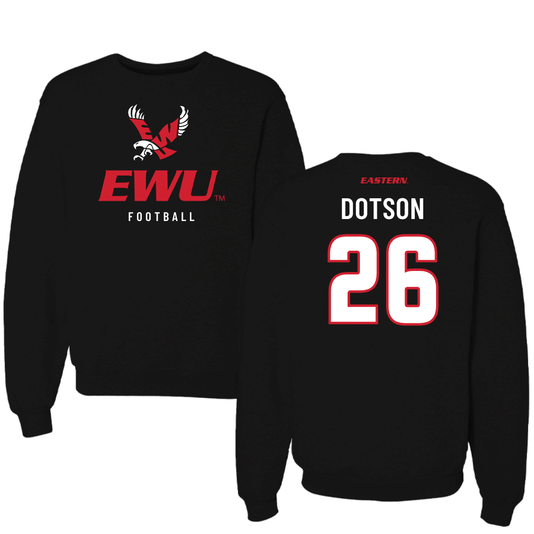Eastern Washington University Football Black EWU Crewneck - #26 Malik Dotson