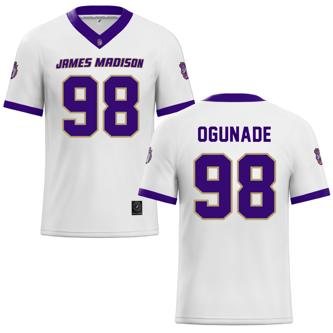 James Madison University White Football Jersey - #98 Samson Ogunade