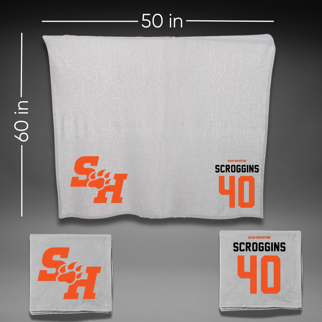 Sam Houston State University Basketball Gray Blanket - #40 Kian Scroggins