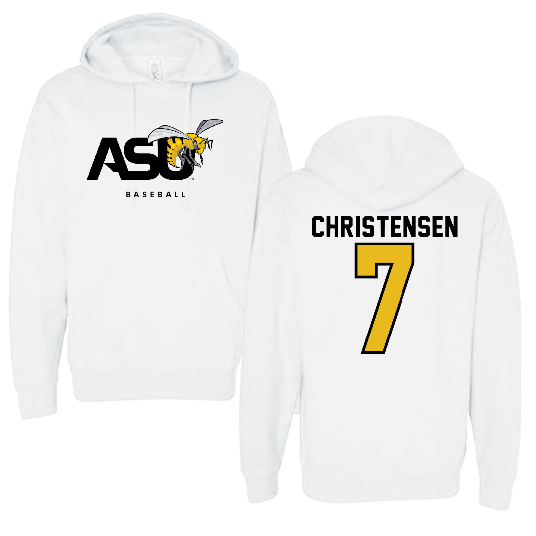 Alabama State University Baseball White ASU Hoodie - #7 Jaxon Christensen
