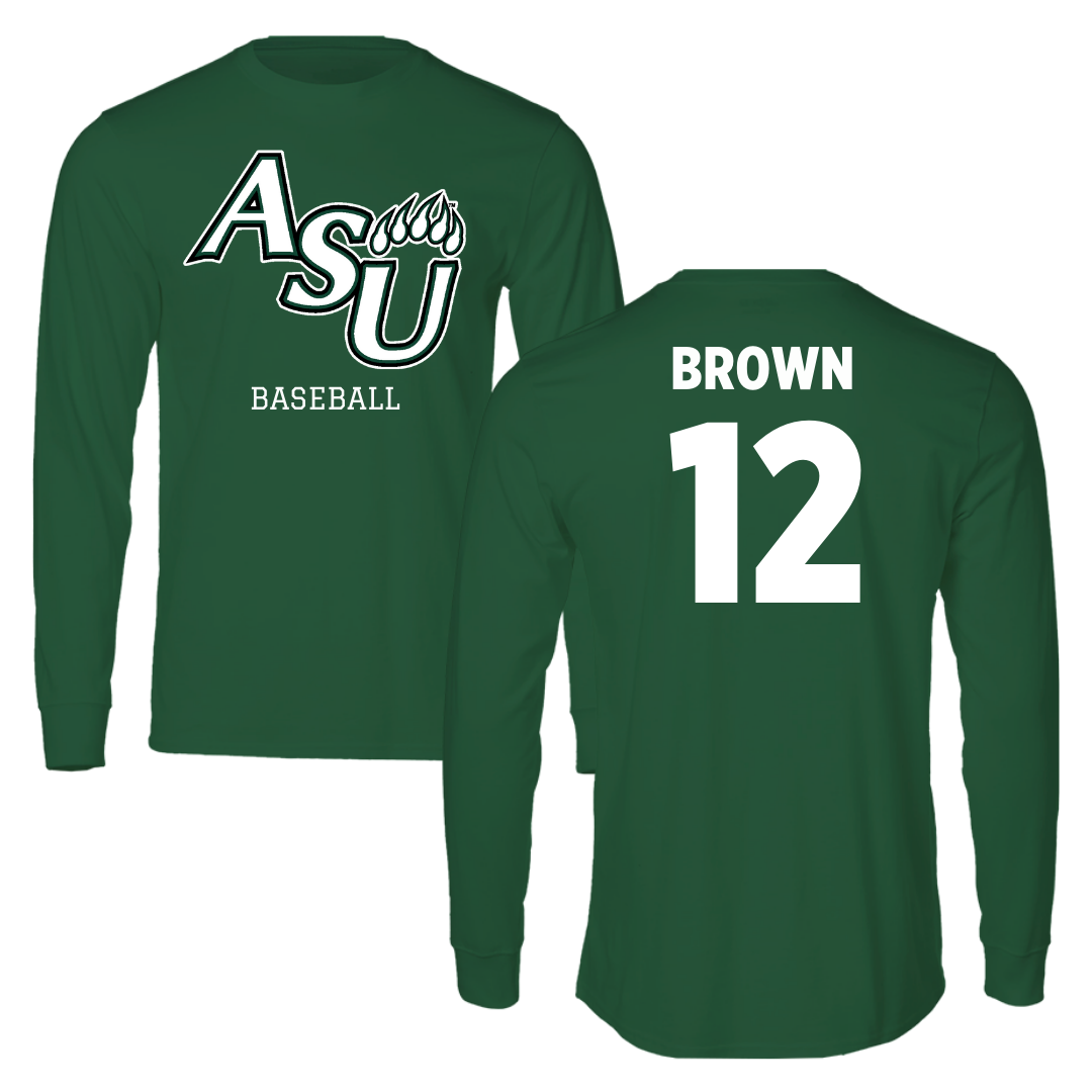 Adams State University Baseball Forest Green Block Performance Long Sleeve - #12 Payton Brown