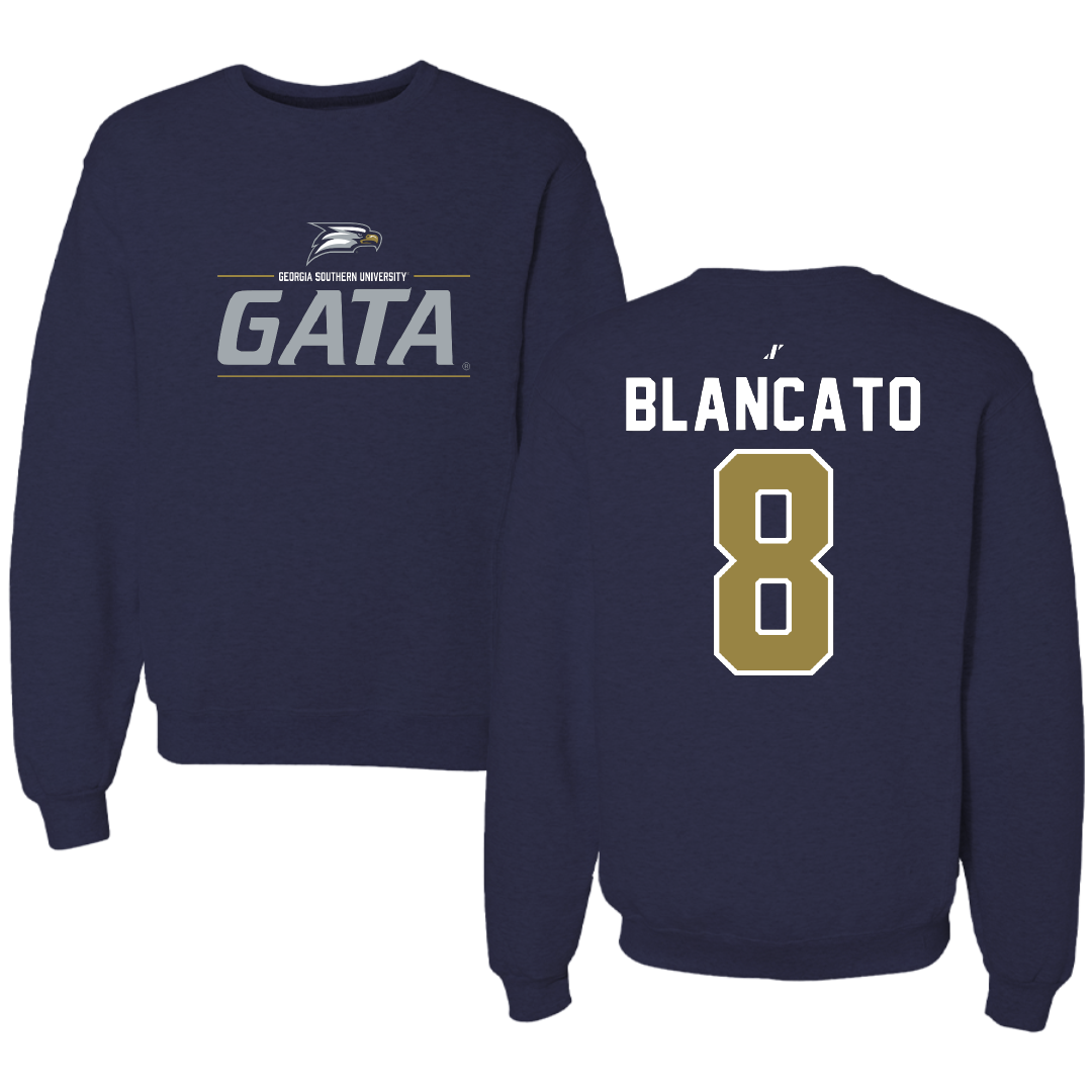 Georgia Southern University Baseball Navy General Crewneck - #8 Sam Blancato