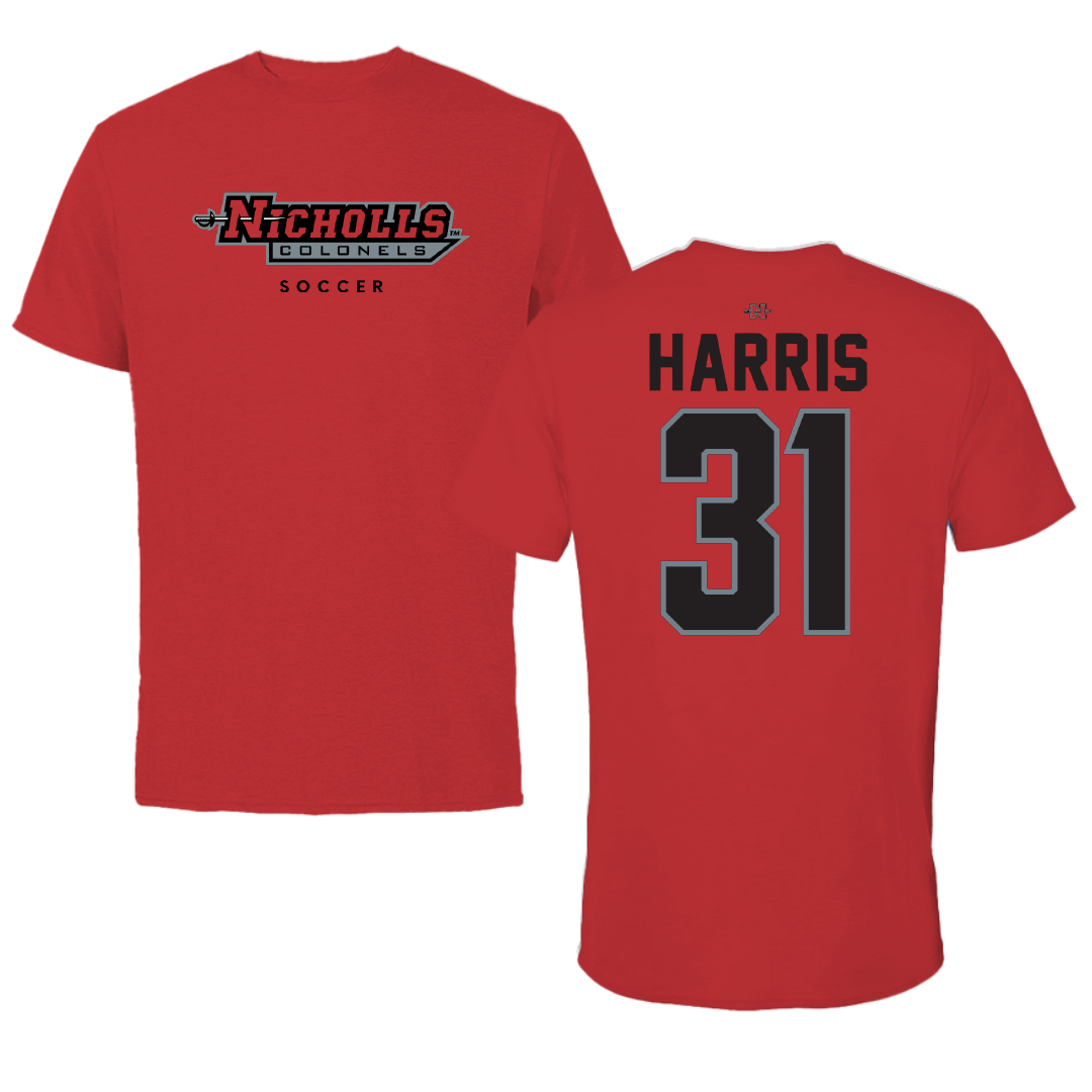 Nicholls State University Soccer Red Tee - #31 Kaylie Harris