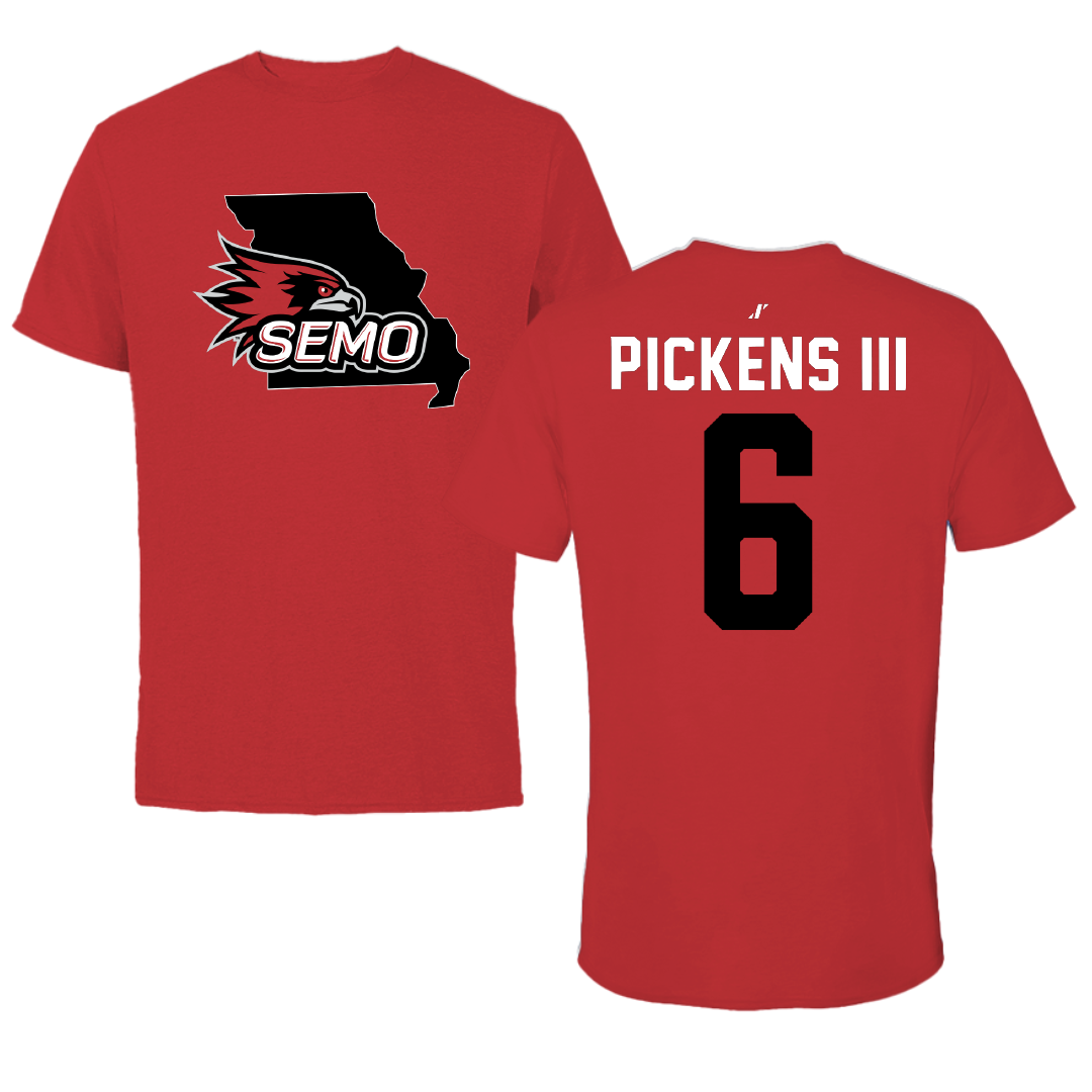 Southeast Missouri State University Football Red State Performance Tee - #6 Henry Pickens III