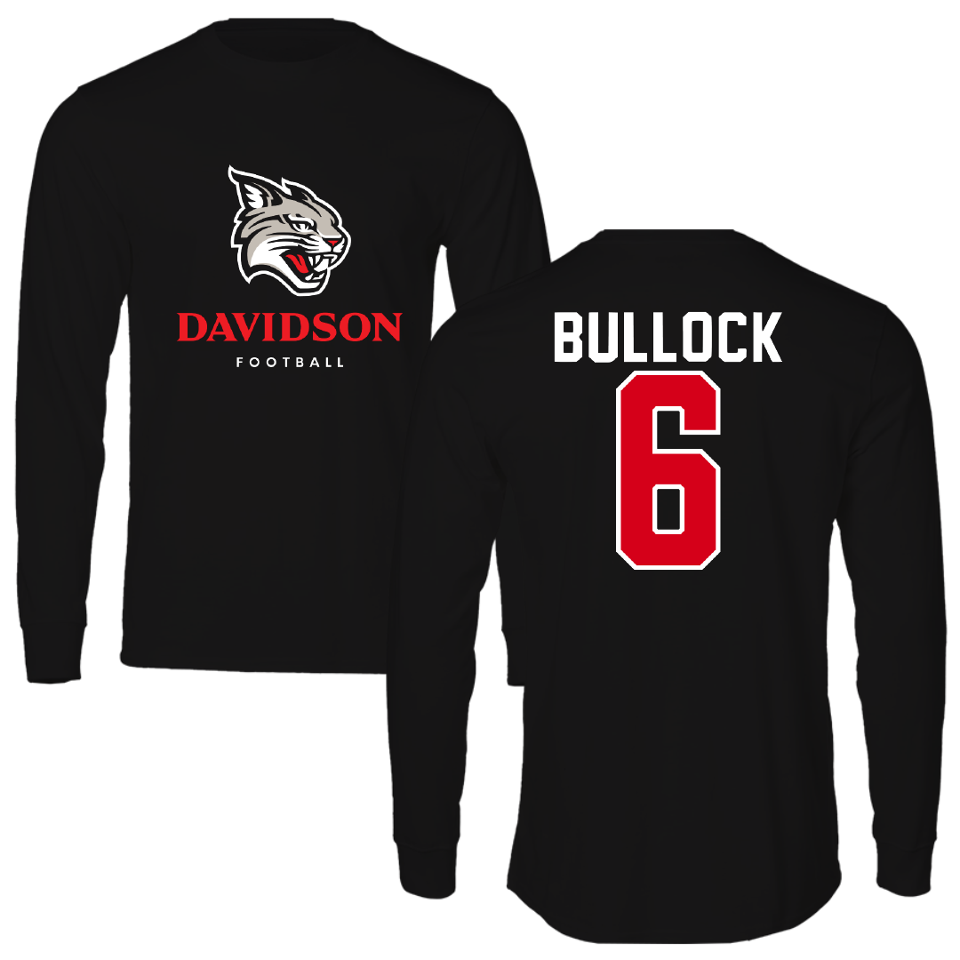 Davidson College Football Black Performance Long Sleeve - #6 Casey Bullock