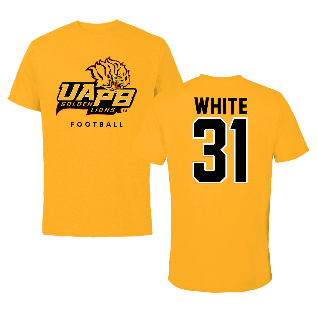 University of Arkansas-Pine Bluff Football Gold Tee - #31 Jaylen White