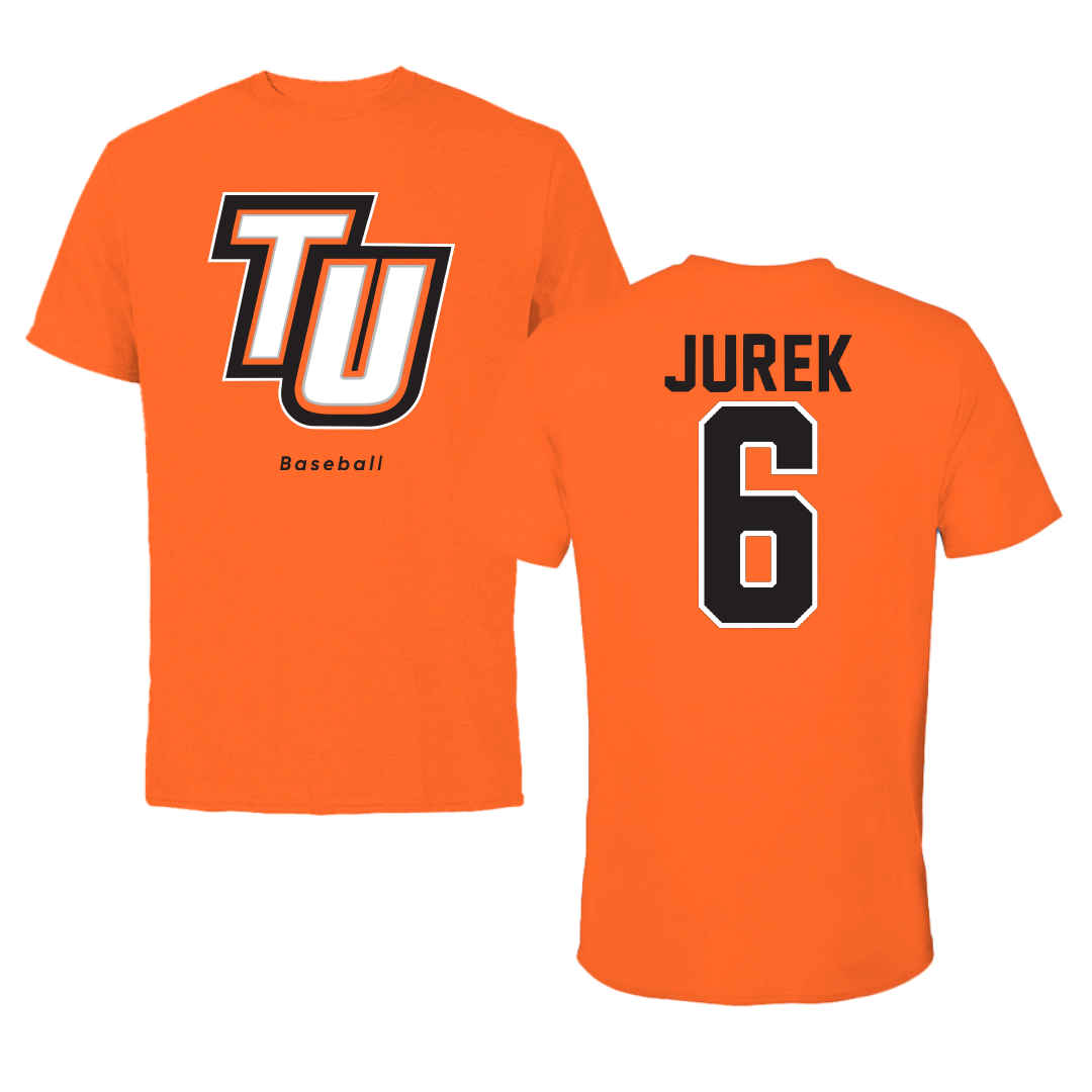 Tusculum University Baseball Orange Performance Tee - #6 Connor Jurek