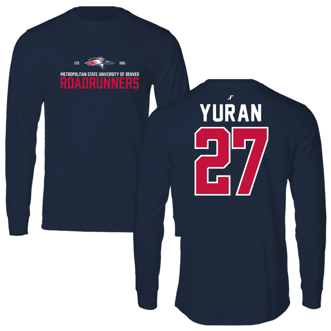 Metropolitan State University of Denver Baseball Navy General Performance Long Sleeve - #27 Cam Yuran