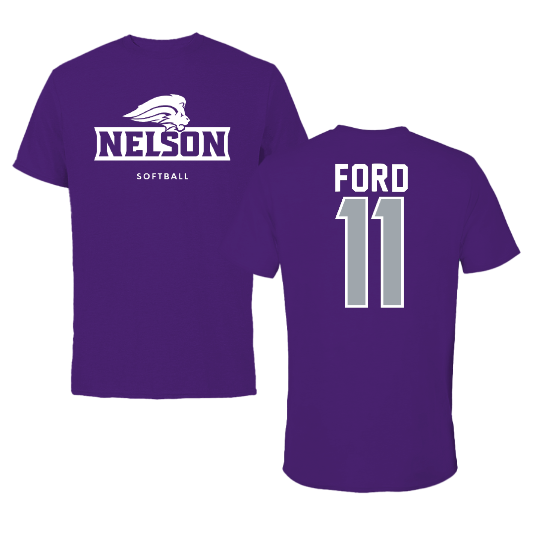 Nelson University Softball Purple Tee - #11 Trista Ford